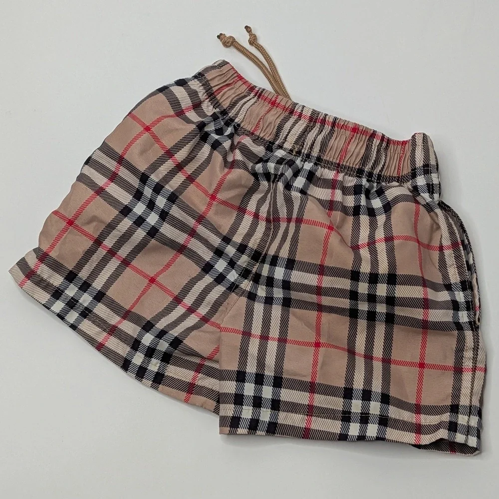 Boys Check Plaid Swim Trunks Size 90 Toddler Designer Style Beach Shorts 2T